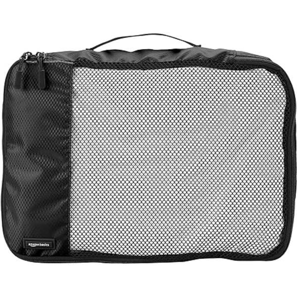Basic 4-delt sæt med pakkeorganisatorer til rejser - Medium, sort