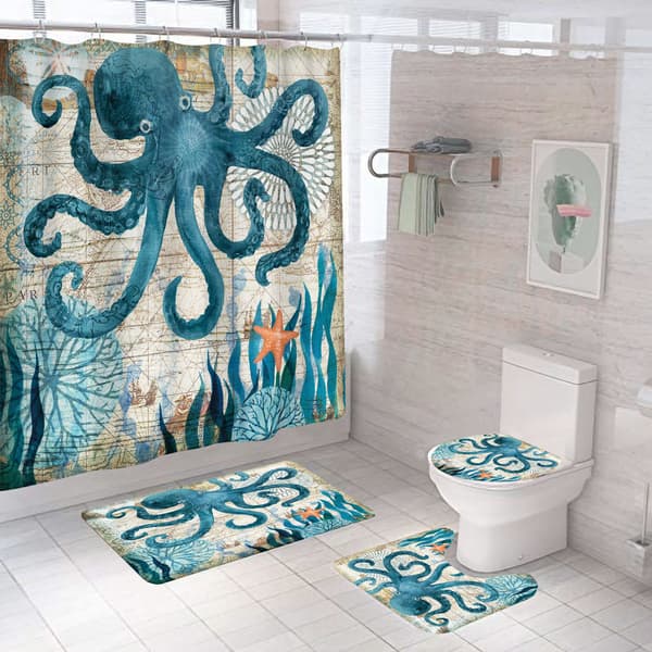 Duschdraperi, undervattensbläckfisk, vattentät, 150*180cm