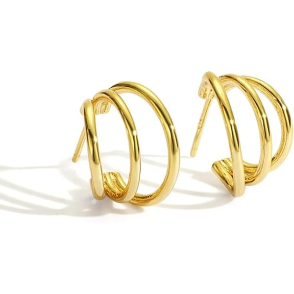 Gold Hoop øreringe til kvinder, 18K guld Hypoallergen letvægts