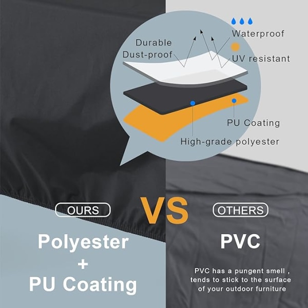 Pinoava terassikalusteiden suojus, kestävä, haalistumaton ulkokalusteiden vedenpitävä, sopii korkeisiin nurmikon ruokailutuoleihin, musta 120*66*73*84cm