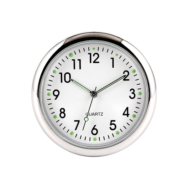 Valkoinen pyöreä auton kello auton kojelaudan kello Luminoiva auton kojelaudan tarra Kvartsi auton kello Sopii kaikkiin autoihin (40*40mm)