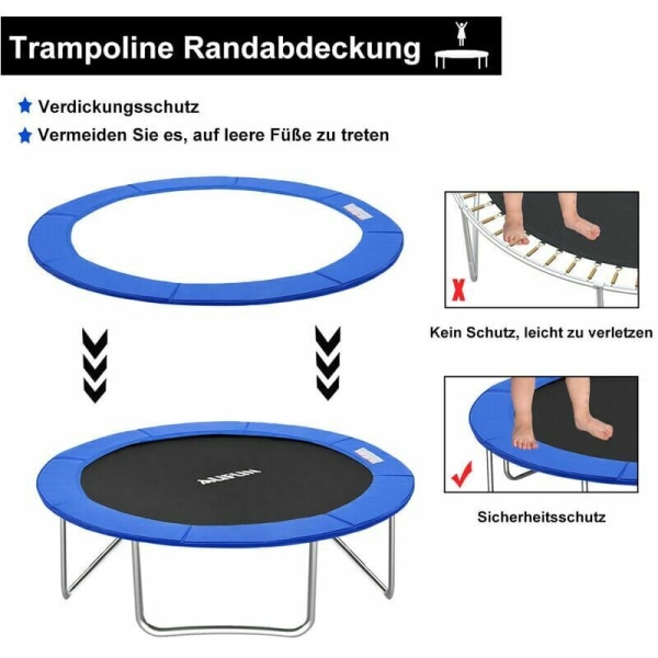 Trampoline kanttrekk trampoline fjær sidebeskyttelsestrekk ø305cm Blå -