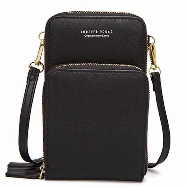 Liten Crossbody Väska för Kvinnor, Dam Axelväska Plånbok Lättvikt PU Läder Multi-fack Telefon Crossbody Väska med Kort
