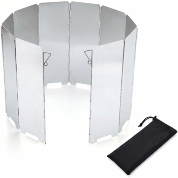 Vindskydd hopfällbar aluminium gasspis vindskydd campingspis med 10 aluminiumlameller, lätt hopfällbart vindskydd, vindskydd för spis