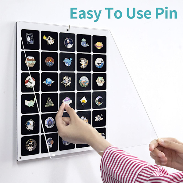 Brosche Display Case, Brosche Pin Display Organizer, Smykke Display Case med Klar Akryl Låg til Pins, Badges, Smykke Opbevaring og Display
