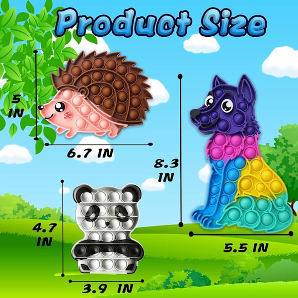 Dr.Kbder Pop Its Party Favors Animal Pack Panda Varg Igelkott Sensorisk Montessori Leksak Idé Fidget Leksaker Alla Hjärtans Dag Gåvor för Barn Klassrum Popitsfidgets för Flickor Barn 3 4 5 6 7 8 9 10 11 12