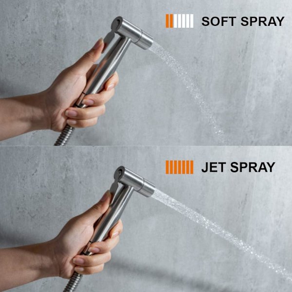 Håndholdt bidet-sprayer for toalett - Justerbar vanntrykkontroll med bidet-slange for feminin vask, rustfritt stål børstet nikkel klut bleie bidet toalett-sprayer for babyvask