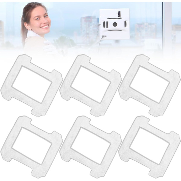 Set med 6 rengjøringskluter for Ecovacs Winbot: Gjenbrukbare og vaskbare rengjøringskluter