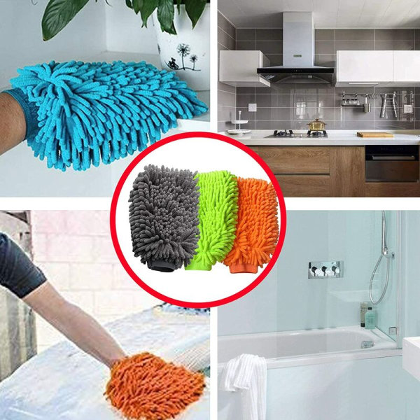 Microfiber Chenille Wash Mitt Ultra Absorbent Dubbelsidig Car Wash Mitt 3