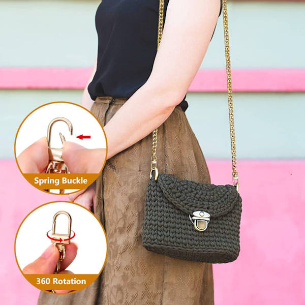 4 kappaletta eri kokoa rautaa korvaavat litteät ketjut rautaa, metalliketjuhihna DIY-laukkuun käsilaukkuun olkalaukkuun crossbody-laukkuun kytkimeen