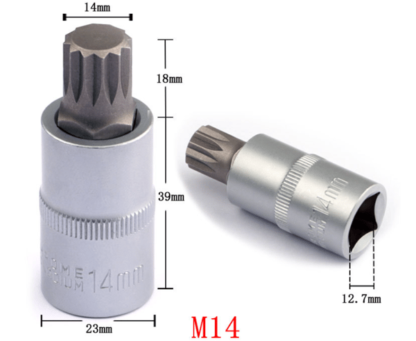 Sokkelsett med flere tenner, 8 deler, M4 - M16