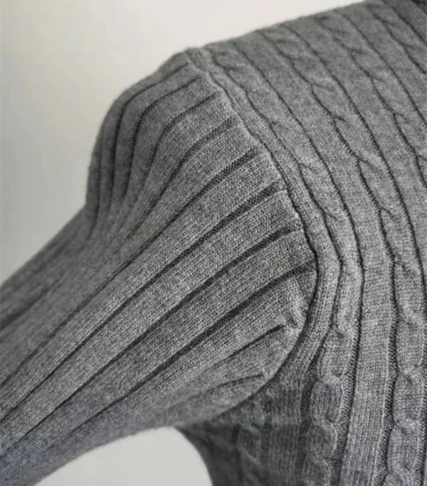 Mænds Slim Turtleneck Sweater Casual Twisted Strikket Pullover Sweaters