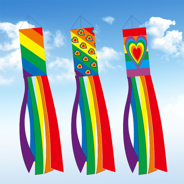 Regnbågshänge Utmärkt dekorativ luftrörsflagga hängande flagga (3pack)