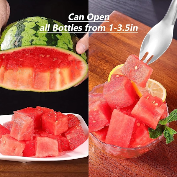 Pcs Vannmelon Gaffel, Vannmelon Skjærer, Vannmelon Gaffel, Vannmelon Skjæringsgaffel, 2 i 1 Vannmelon Kutter, Multifunksjonell Rustfritt Stål for Familie