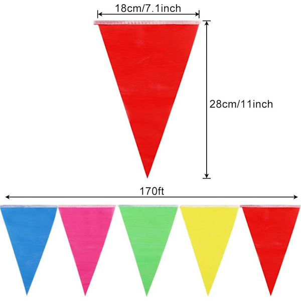 300 stk fargerike vimpelflagg bannere 375ft flerfarget vimpelflagg nylon