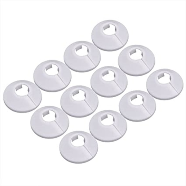 12 stk. rørskjuler, rørskjuler VVS-radiatorklemme, radiatormuffe til rørroset, hvid, diameter 15 mm (hvid)