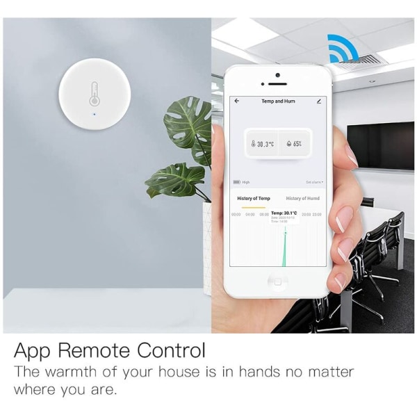 Smart termometer hygrometer, indendørs temperatur- og fugtighedssensor med app-meddelelsesalarm via Tuya-app / Smart Life Gateway（1 stk.）