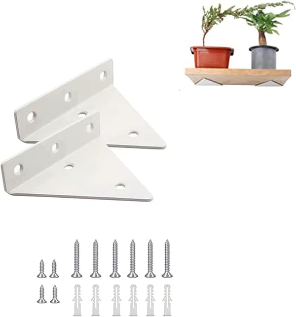 2 x Heavy Duty Triangle Wall Shelf Brackets Metal Brackets for Kitchen Offi