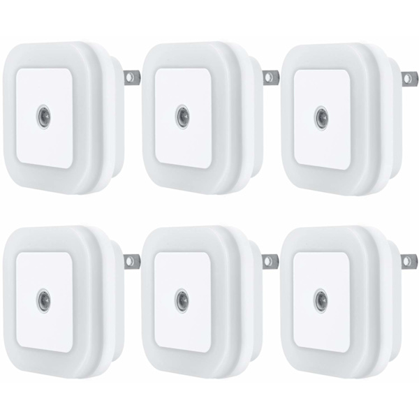 LED-nattlyslampe med smart sensor skumring til daggry sensor, dagslys hvit,