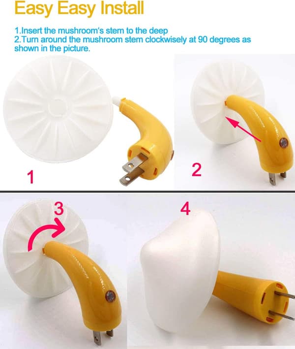 [2 stk.]  Plug-in LED-svampenatlampe med skumringssensor,Pl