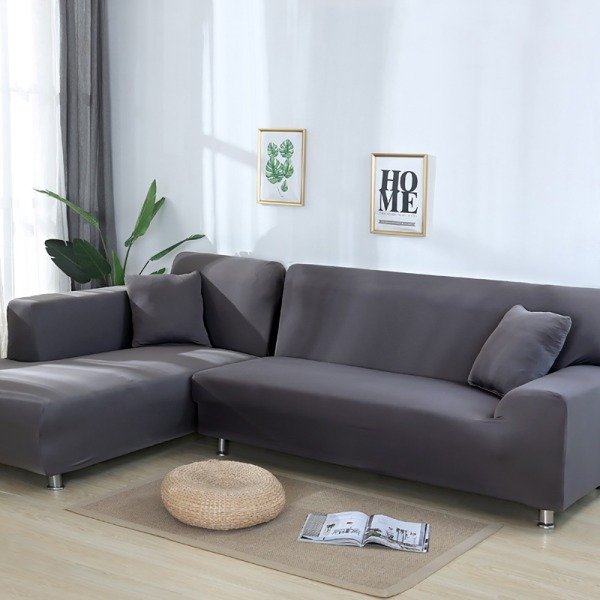 Elastiske spandex sofaovertrekk - 2 deler - 2-seter + 3-seter - grå - for L