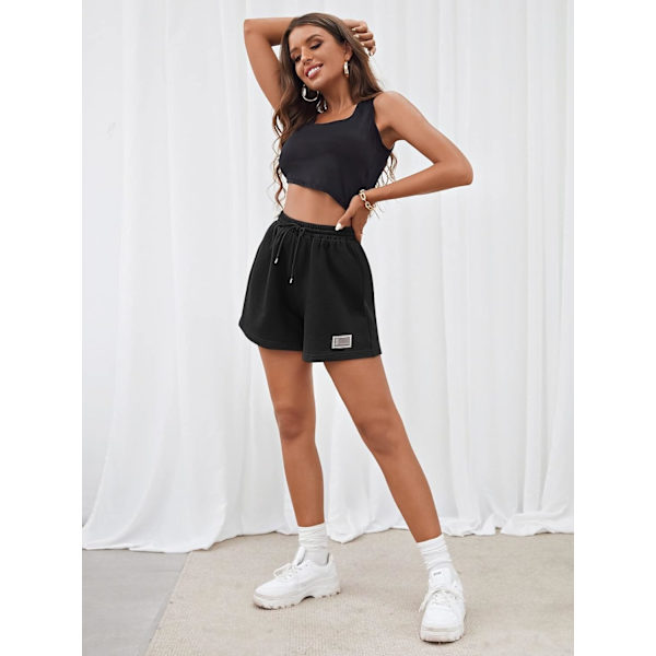 Kvinners Casual Snøring Midje Sports Shorts Løping Sports Shorts Svart M