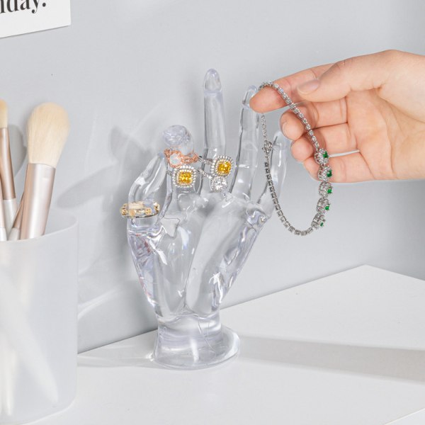 Ok Hand Form Smycken Display Hållare Armband Ring (transparent)