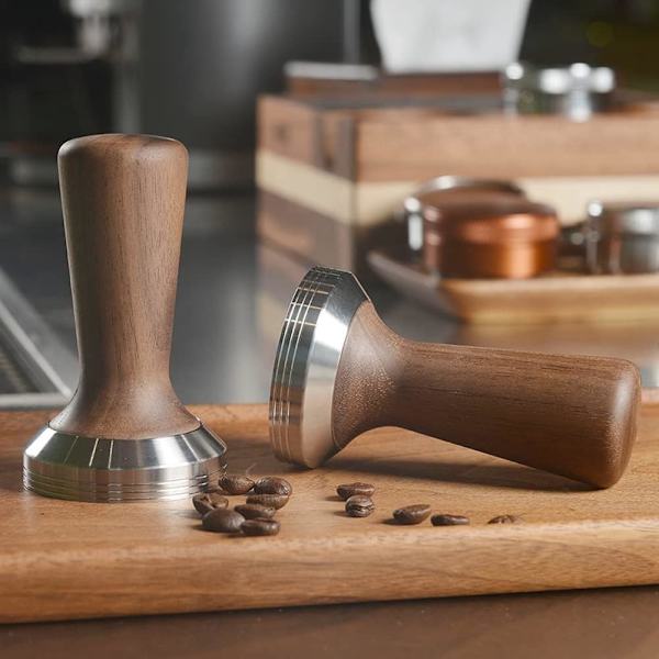 Kaffe Tamper Trä Kaffe Espresso Fyllningshandtag Rostfritt Stål Barista