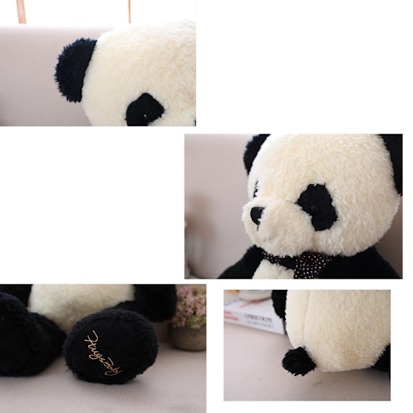 Söt sittande pandadocka fluga svartvit panda sovande docka plysch t