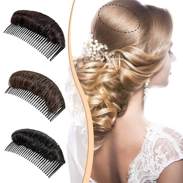 3-pakkaus Bun Invisible Wig Clips, Hair Base Bump Bumpy Hair Pad Styling Inser