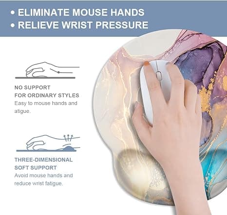 Abstrakt marmor tekstur musematte med håndleddstøtte, sklisikker gummibase musematte, ergonomisk musehåndleddstøtte 25×21×2.5cm Stjernehimmelfarge