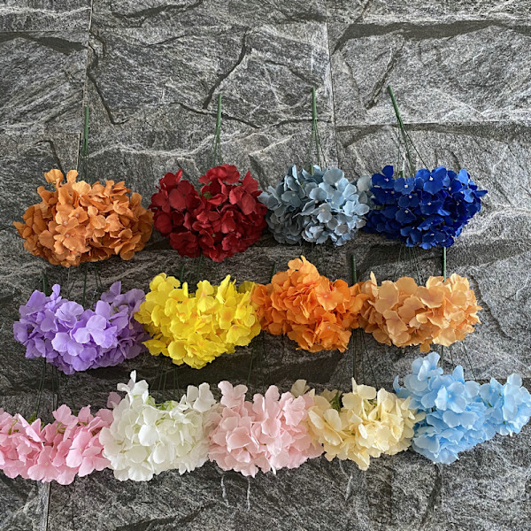 Tekosiliset hortensia varret, realistiset silkkikukat hortensia tekokukat