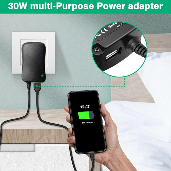 Universal Strömadapter, 30W Justerbar Universal Strömadapter AC till DC 12V 9V 7.5V 6V 5V 4.5V 3V Multi-Spännings Strömadapter, för Hushålls Elektro
