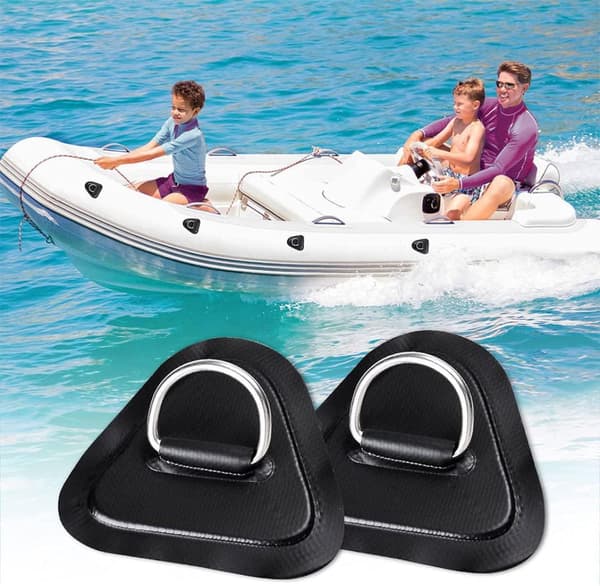 Gcroet rustfrit stål lap, oppustelig lap, båd d lap, time lap, kajak, kano d ring, PVC lap tilbehør, 6 stk. sort