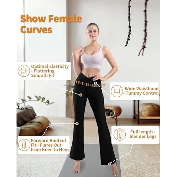 Flare Leggings för kvinnor V Crossover Hög midja Casual Bootcut Yoga byxor