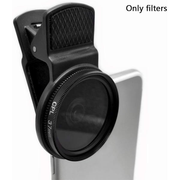 Klips på cirkulært filterkit til 37mm mobiltelefonkamera - Bærbar universel CPL-filter til de fleste smartphones