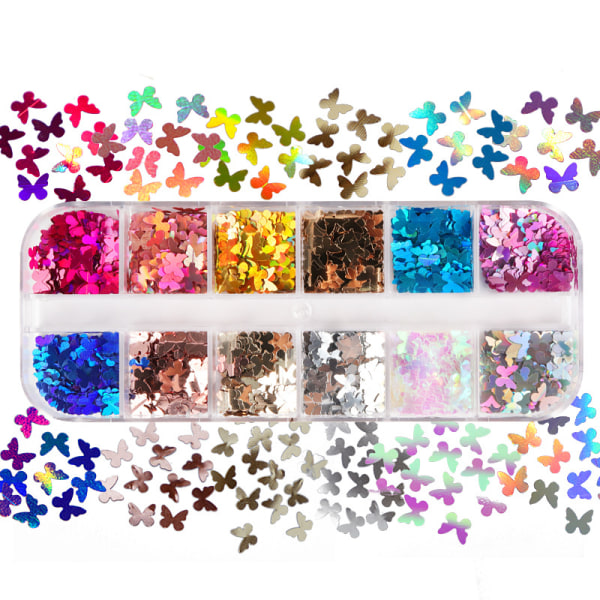 Butterfly Nail Art Glitter 3D Sparkly Laser Butterfly Nail Sequin, Flake Gli