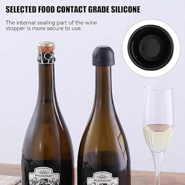 2 stk. Champagneprop til Flasker Lavet af ABS og Fødevaregodkendt Silikone, Genanvendelig Champagneprop med Lås, Holdbar og Lækagesikker