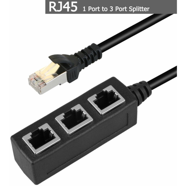 RJ45 LAN Ethernet 1 til 3-porters splitterkabelnettverk med Cat5, Cat5e, Cat6