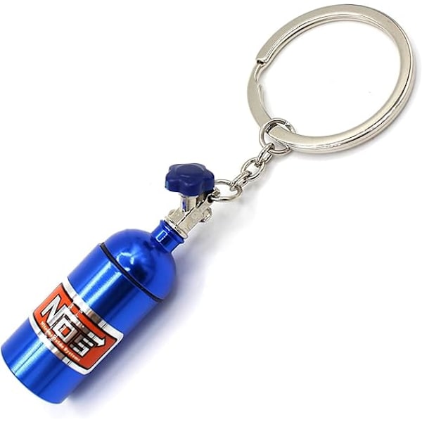 Nitrous Oxide Flaske Nøglering NOS Bil Motorcykel Gave Nøglering Tuning Mænd Mini Ud Støddæmper Rat, Blå