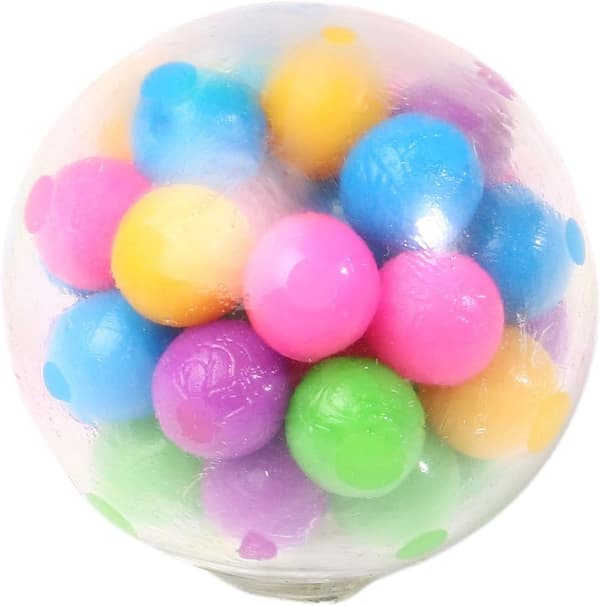 Klemmeboldlegetøj, bløde stressbolde med farverige perler, sensorisk fidget