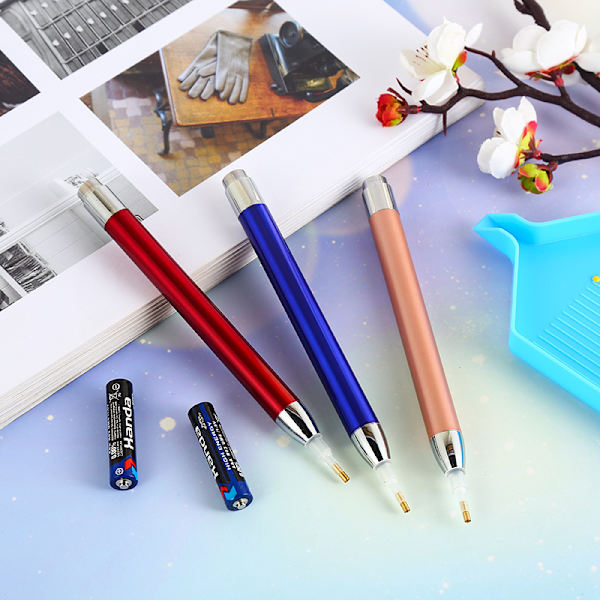 5D Diamantmaleri Værktøj Point Drill Stylus Pen LED, 3 stk