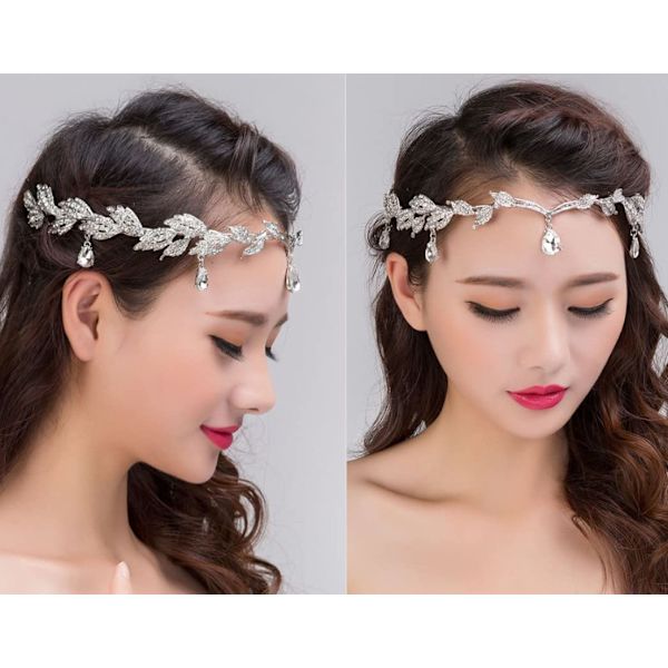 Brude Perle Hodebånd Blad Krystall Tiara Brude Hodeplagg, Bryllup