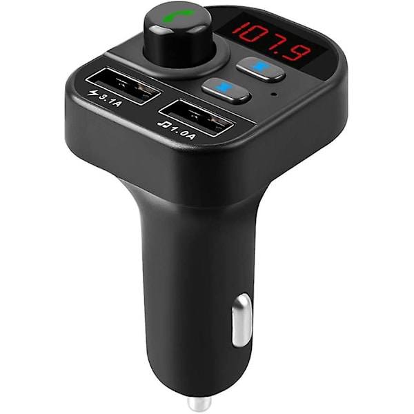 Auton Bluetooth Fm -lähetin, langaton mp3-soitin, jossa on kaksi USB-porttia, tukee Tf-korttia/usb-muistitikkua