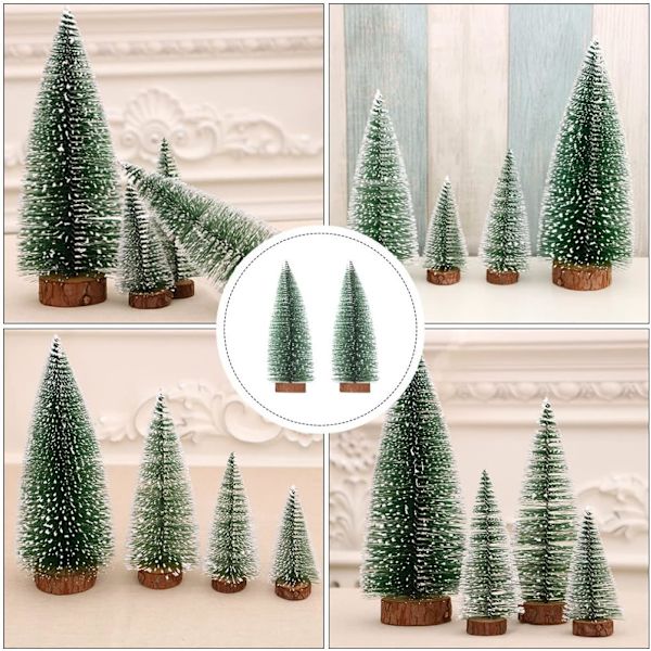 Set med 3 konstgjorda miniatyrjultidsträd, bordsdekoration för inomhus (Grön, Höjd 25cm)