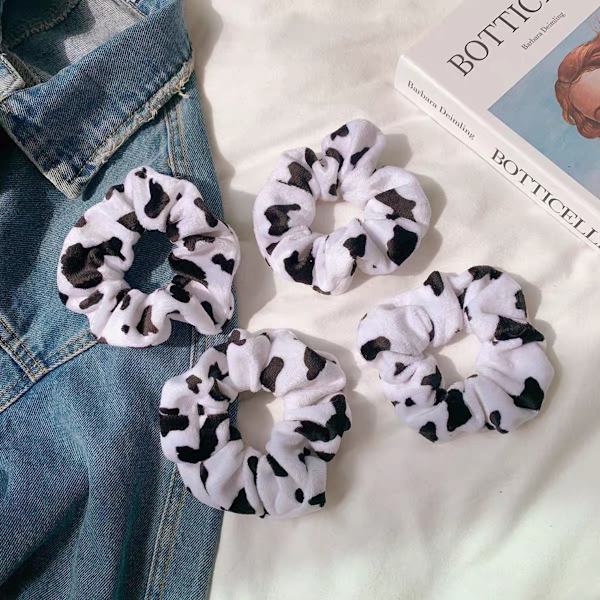 5 stk. ko-hår reb fløjl elastisk scrunchie hårbånd elastisk H