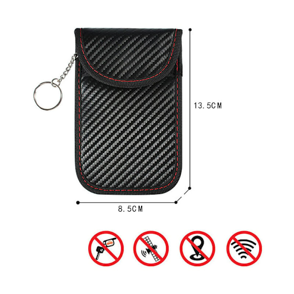 Anti RFID Bilnøgle Etui Signal Blokering Faraday Pung Pose, 2 Pakke RFID Signal Blokering Punge til Bilnøgle, Carbon Fiber Anti RFID Beskyttende Etui--Rektangulær Carbon Fiber