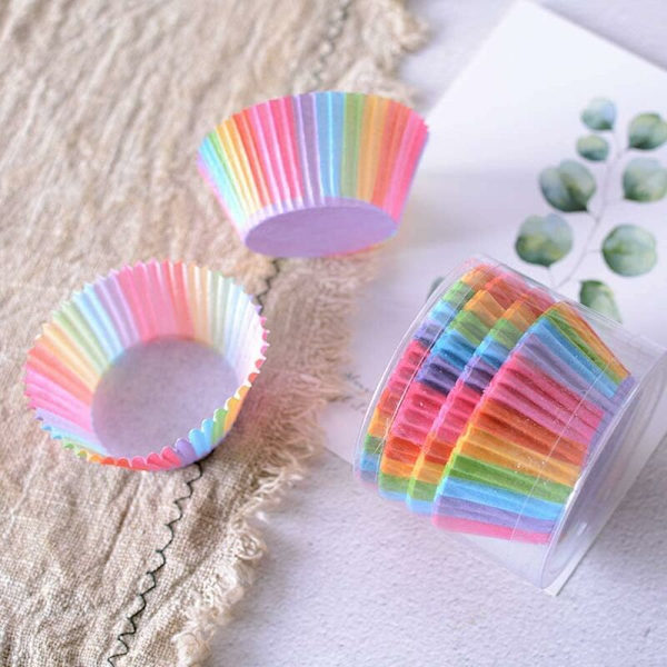 200 kpl cupcake-vuokia, sateenkaaren cupcake-vuokia, kakkuvuokia