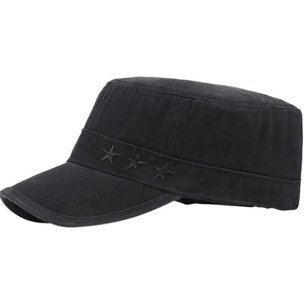 Herr Bomull Platt Topp Peaked Baseball Twill Armé Militär Corps Hatt Kep Vis