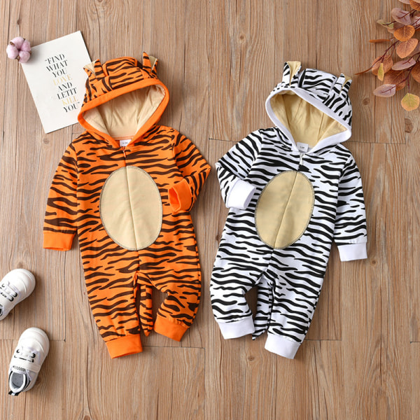 Nyfödd bebis pojkar flickor 3D tecknad djur tiger jumpsuit leopard hoodie rom